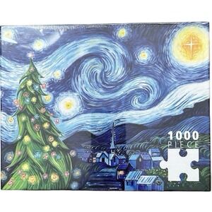 ALLPORT EDITIONS Silent Night Starry Night 1000 Pc Puzzle Christmas Van Gogh